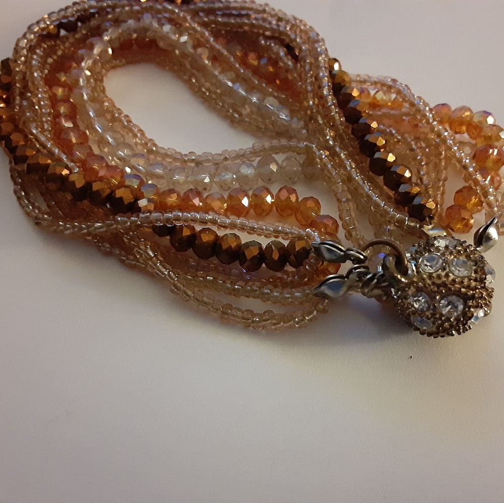 Crystal Like Multi Strand Bead Bracelet Magnetic Closure - Picture 1 of 5